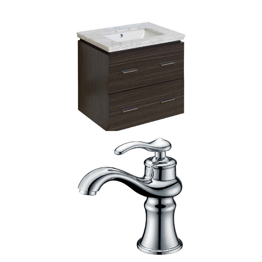 23.75-in. W Wall Mount Dawn Grey Vanity Set For 1 Hole Drilling Bianca Carara Top Biscuit UM Sink