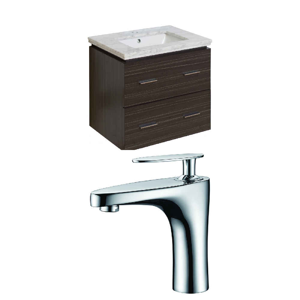23.75-in. W Wall Mount Dawn Grey Vanity Set For 1 Hole Drilling Bianca Carara Top Biscuit UM Sink