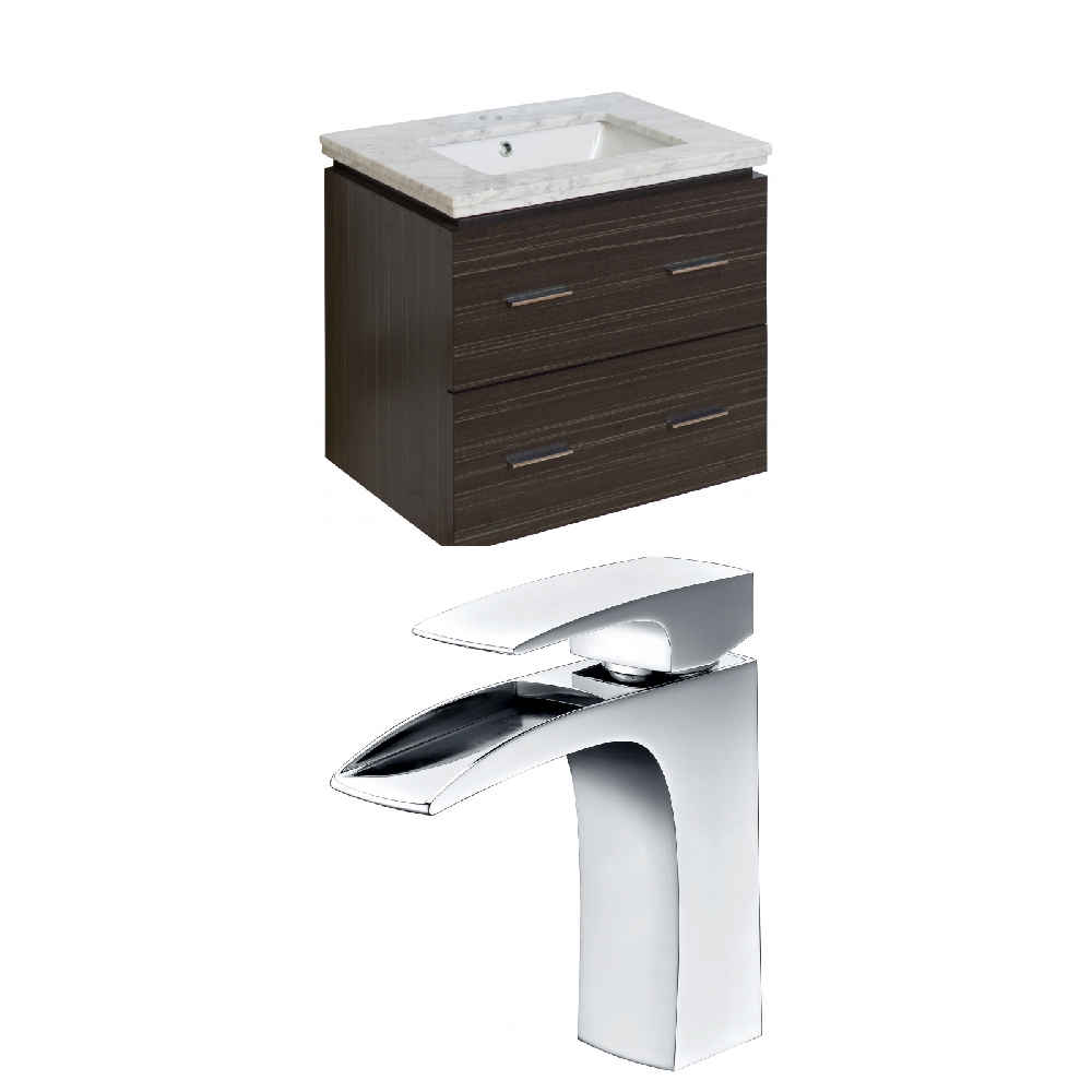 23.75-in. W Wall Mount Dawn Grey Vanity Set For 1 Hole Drilling Bianca Carara Top Biscuit UM Sink