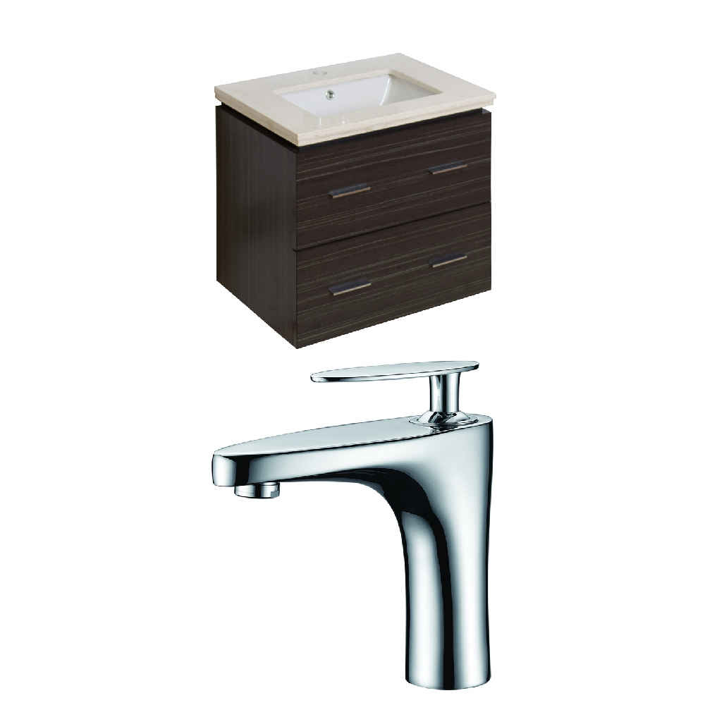 23.75-in. W Wall Mount Dawn Grey Vanity Set For 1 Hole Drilling Beige Top White UM Sink
