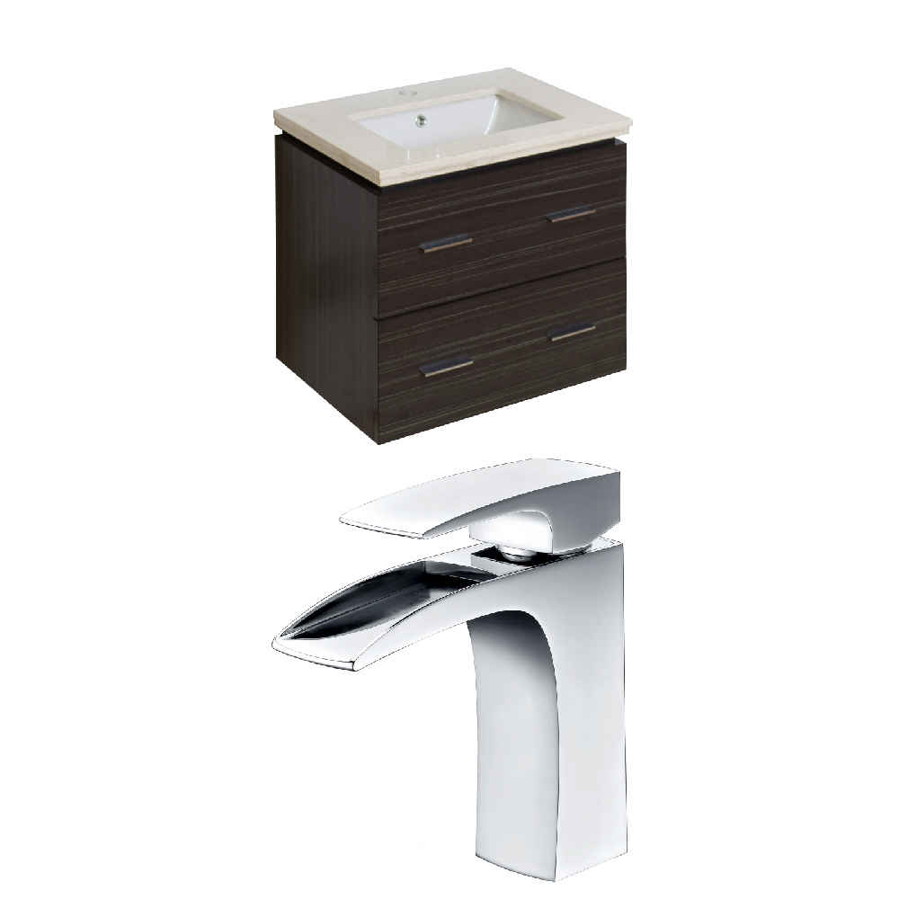 23.75-in. W Wall Mount Dawn Grey Vanity Set For 1 Hole Drilling Beige Top White UM Sink