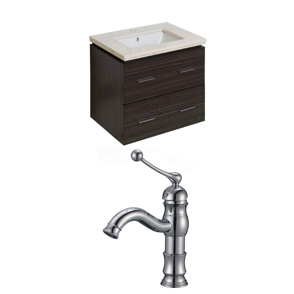 23.75-in. W Wall Mount Dawn Grey Vanity Set For 1 Hole Drilling Beige Top White UM Sink