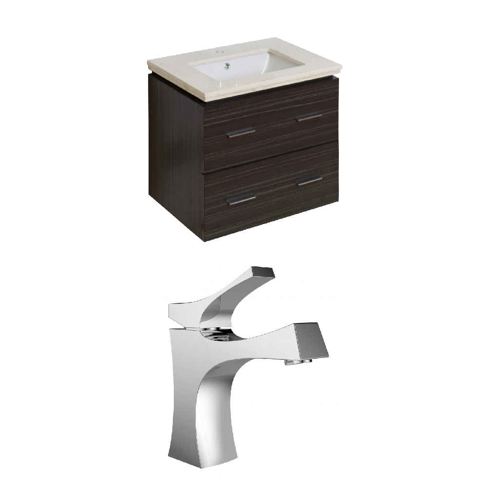 23.75-in. W Wall Mount Dawn Grey Vanity Set For 1 Hole Drilling Beige Top Biscuit UM Sink