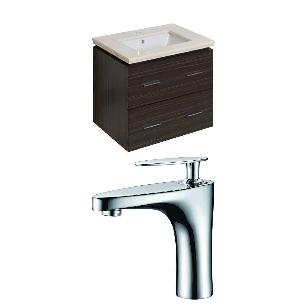 23.75-in. W Wall Mount Dawn Grey Vanity Set For 1 Hole Drilling Beige Top Biscuit UM Sink