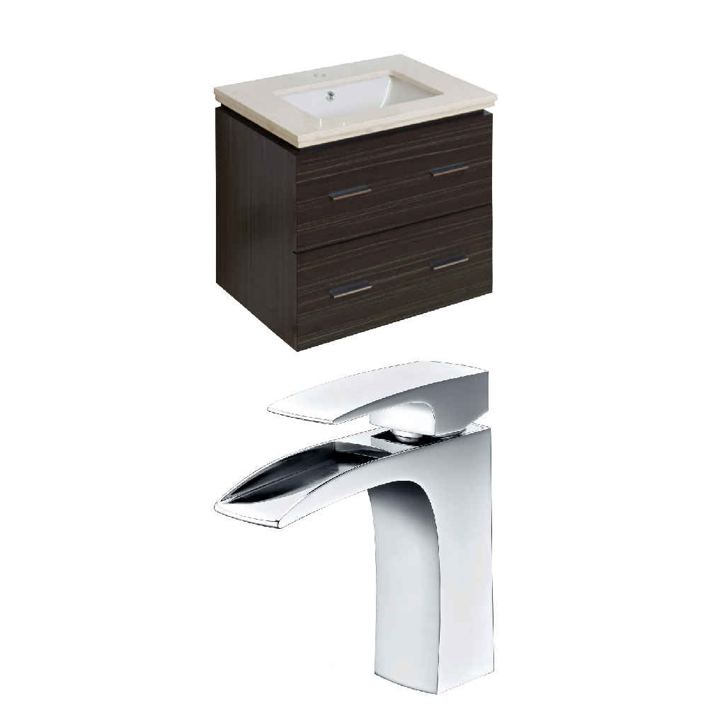 23.25-in. W Wall Mount Dawn Grey Vanity Set For 1 Hole Drilling Beige Top Biscuit UM Sink