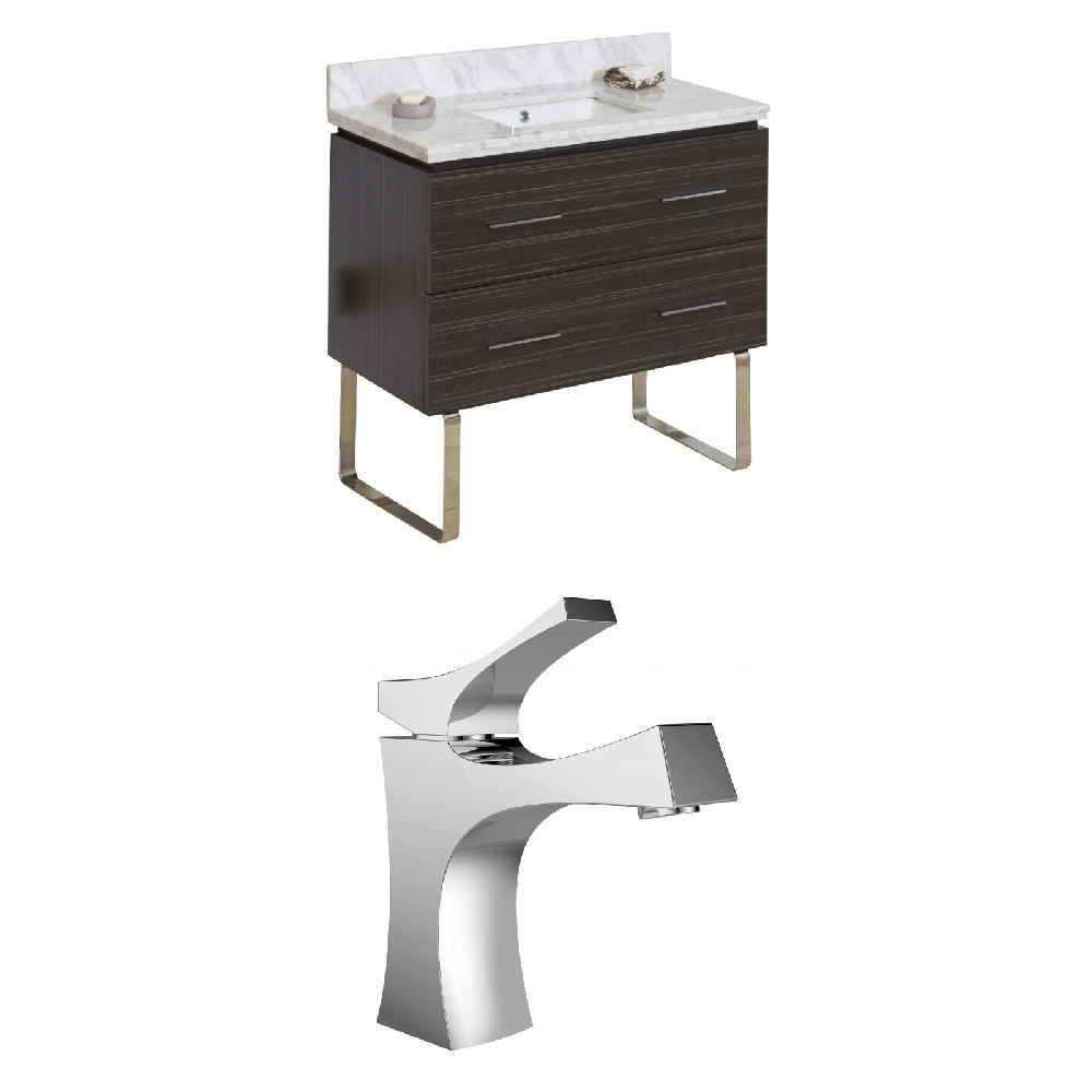 36-in. W Floor Mount Dawn Grey Vanity Set For 1 Hole Drilling Bianca Carara Top White UM Sink