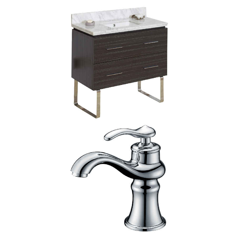 36-in. W Floor Mount Dawn Grey Vanity Set For 1 Hole Drilling Bianca Carara Top White UM Sink