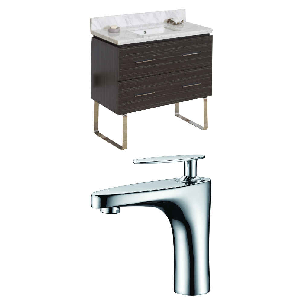 36-in. W Floor Mount Dawn Grey Vanity Set For 1 Hole Drilling Bianca Carara Top White UM Sink