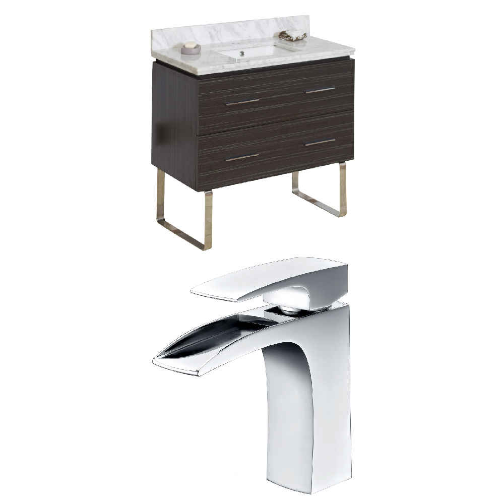 36-in. W Floor Mount Dawn Grey Vanity Set For 1 Hole Drilling Bianca Carara Top White UM Sink