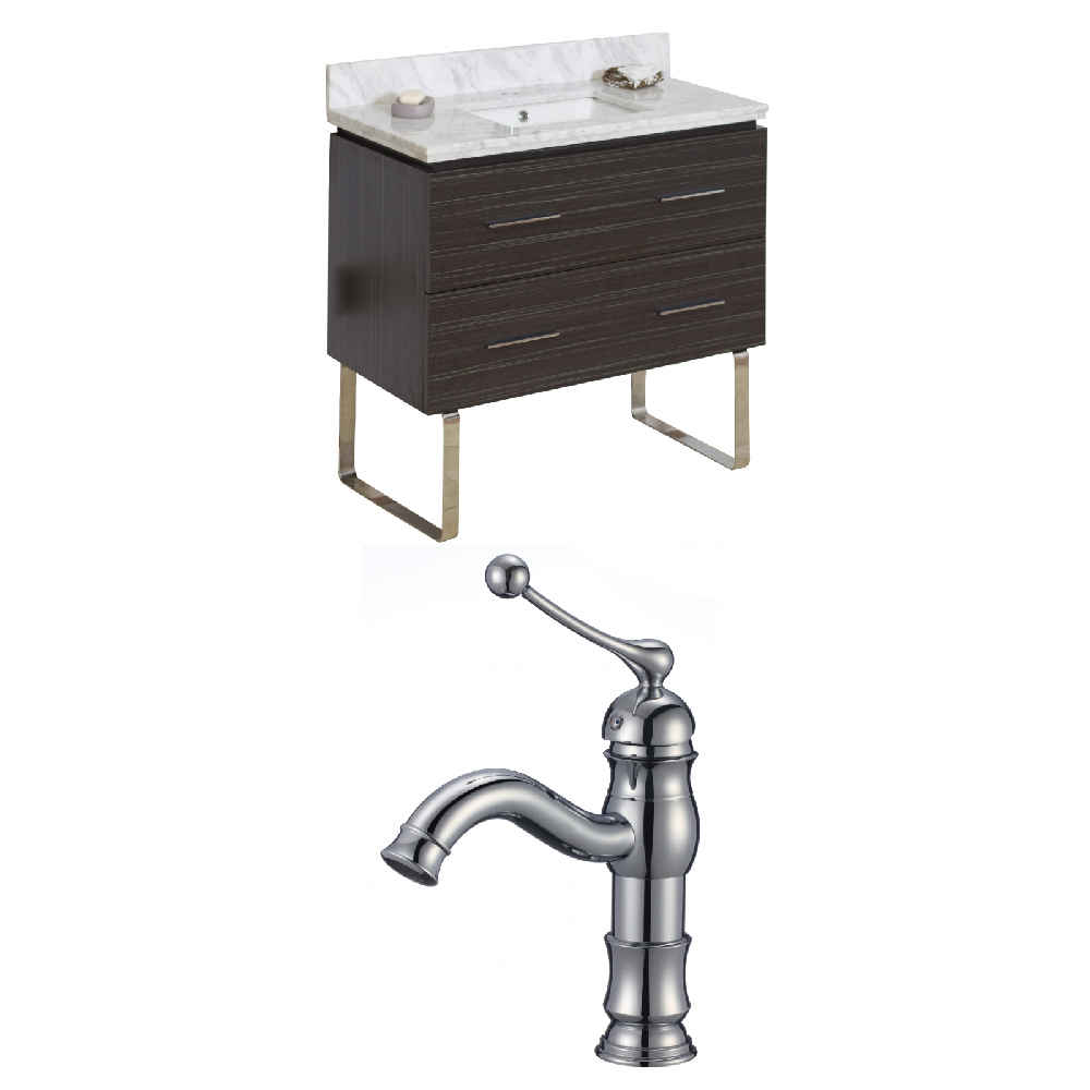 36-in. W Floor Mount Dawn Grey Vanity Set For 1 Hole Drilling Bianca Carara Top White UM Sink