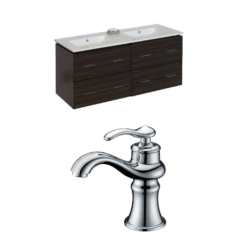 48-in. W Wall Mount Dawn Grey Vanity Set For 1 Hole Drilling