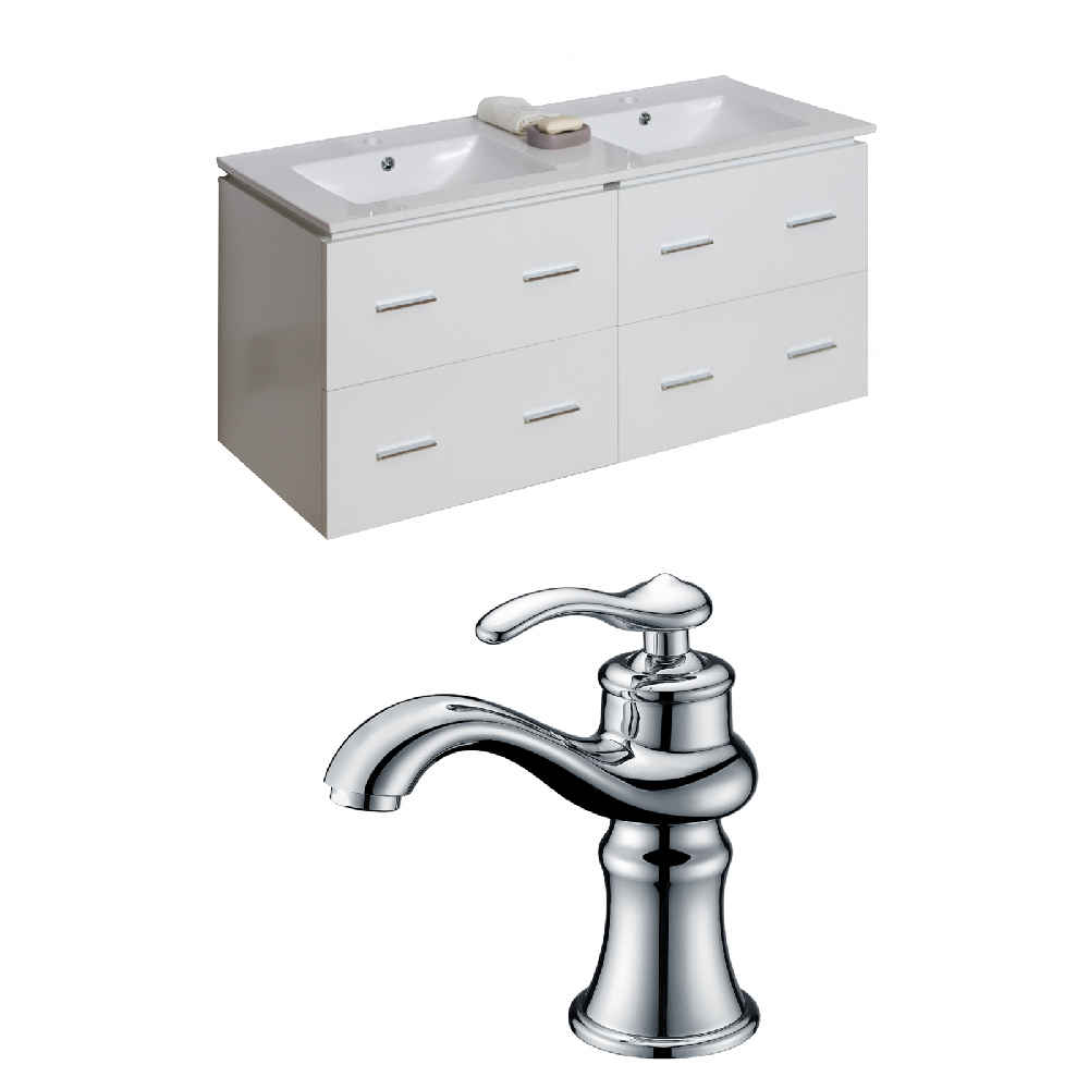 48-in. W Wall Mount White Vanity Set For 1 Hole Drilling