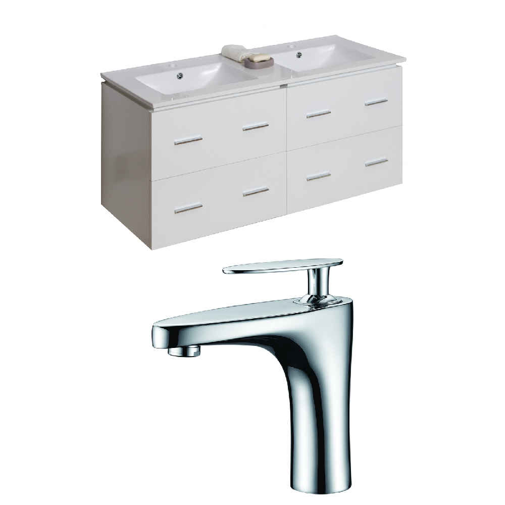 48-in. W Wall Mount White Vanity Set For 1 Hole Drilling