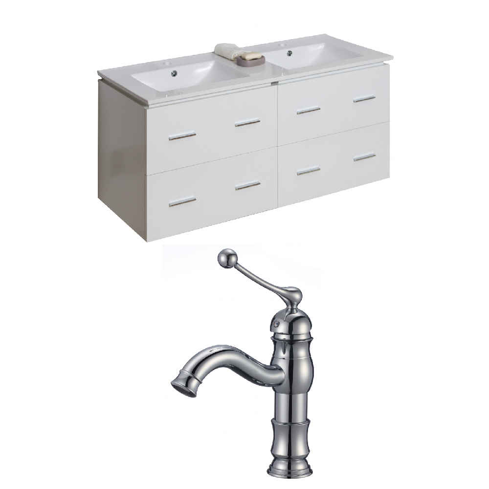 48-in. W Wall Mount White Vanity Set For 1 Hole Drilling